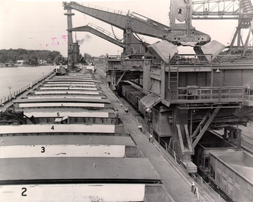 Fr. Edward J. Dowling, S.J. Marine Historical Collection: Williiam G. Mather - Hulett ore unloaders working on the Mather, 1950s.