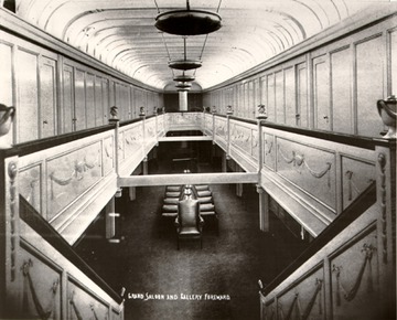 Interior, grand saloon and gallery forward, 1920s.