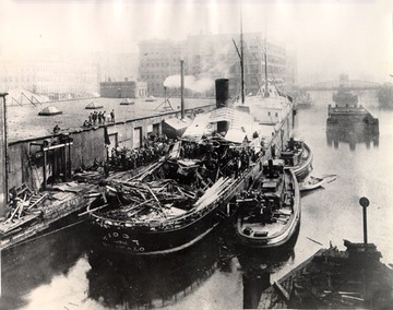 Fr. Edward J. Dowling, S.J. Marine Historical Collection: Tioga - After July 11, 1890, boiler explosion, stem view.