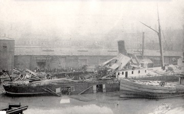 Fr. Edward J. Dowling, S.J. Marine Historical Collection: Tioga - July 11, 1890, boiler explosion, starboard stern view.