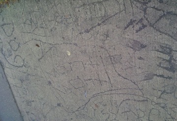 Wet Cement Graffiti. Detroit, December 2015 