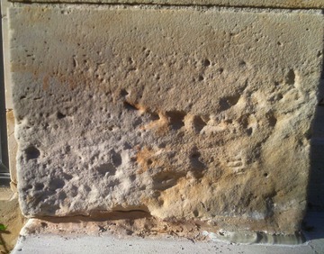 Worn Stone on a Building. Detroit, October 2013 