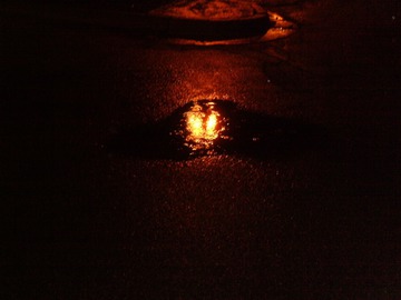 Streetlights in a Puddle. Detroit, March 2008 