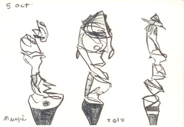Maurice Greenia, Jr. Collections: Three Figures, in pencils 