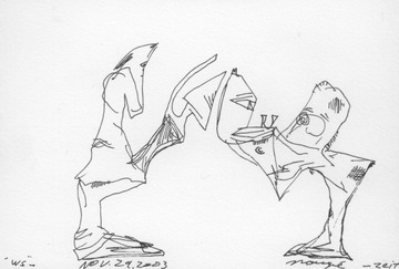 two figures, nearly touching