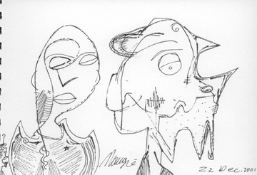 Two Figures, One with their Eyes Shut 