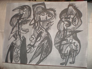 Large Drawing, Three Figures 
