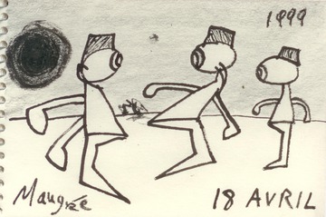 Three Figures with Hats On 