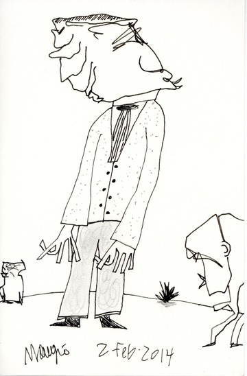 Man in Suit, with two Guests 