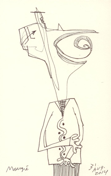 Sideways Head, with Arrow 