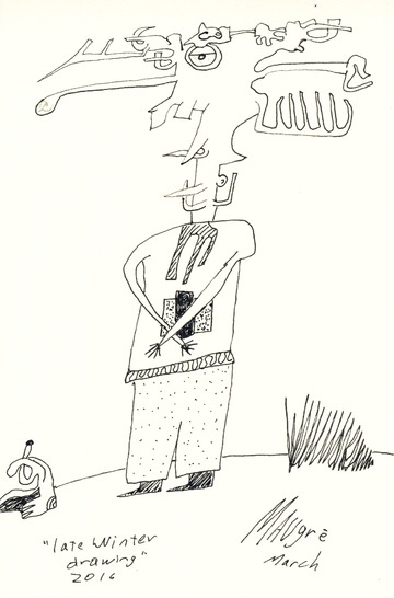 Figure with Strange Head and Crossed Arms