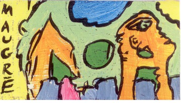 Orange Creature, Light Green Sky 