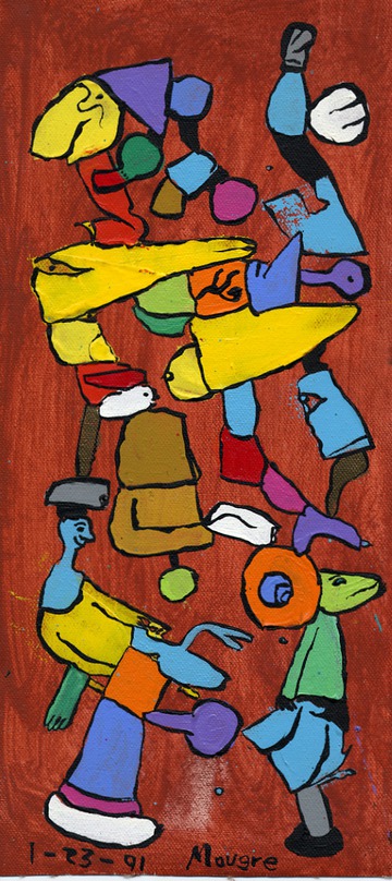 Maurice Greenia, Jr. Collections: Totems, on Scrap Canvas 