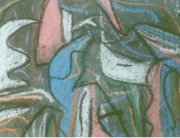 Willis Gallery, Pink, Blue and White Drawing, close-up