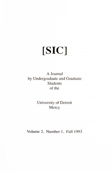 [SIC] Volume 2, Number 1, Fall 1993 University of Detroit Mercy