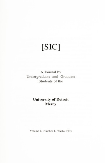 [SIC] Volume 4, Number 1, Winter 1995 University of Detroit Merc