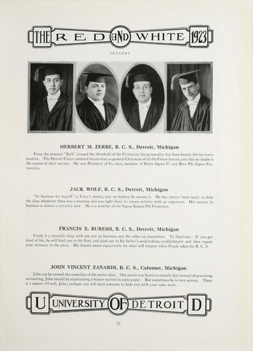 University of Detroit Yearbook Collection: University of Detroit Red and White. 1923