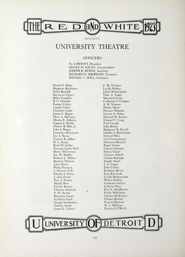 University of Detroit Yearbook Collection: University of Detroit Red and White. 1923