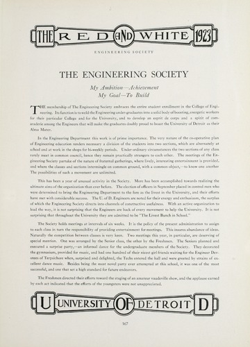 University of Detroit Yearbook Collection: University of Detroit Red and White. 1923