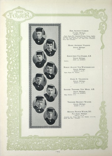 University of Detroit Yearbook Collection: The Tower 1929