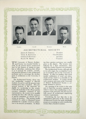 University of Detroit Yearbook Collection: The Tower 1929