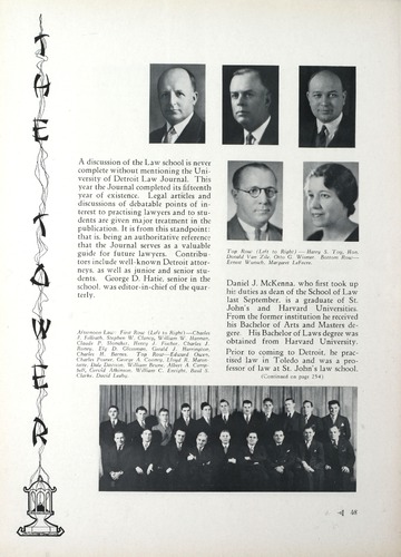 University of Detroit Yearbook Collection: The Tower 1933 