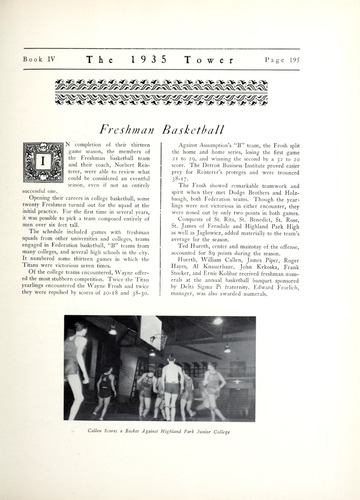 University of Detroit Yearbook Collection: The 1935 Tower