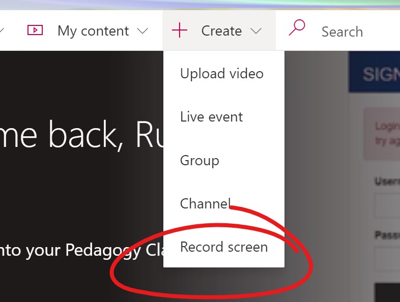 Img of stream record screen menu item