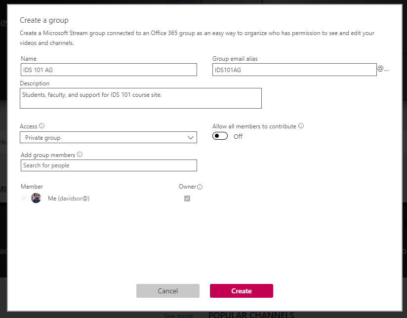 Image of group name field in context