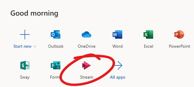 image of stream selection in apps list