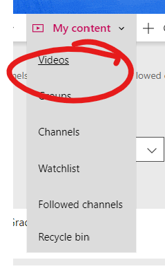 My Content Videos option selected