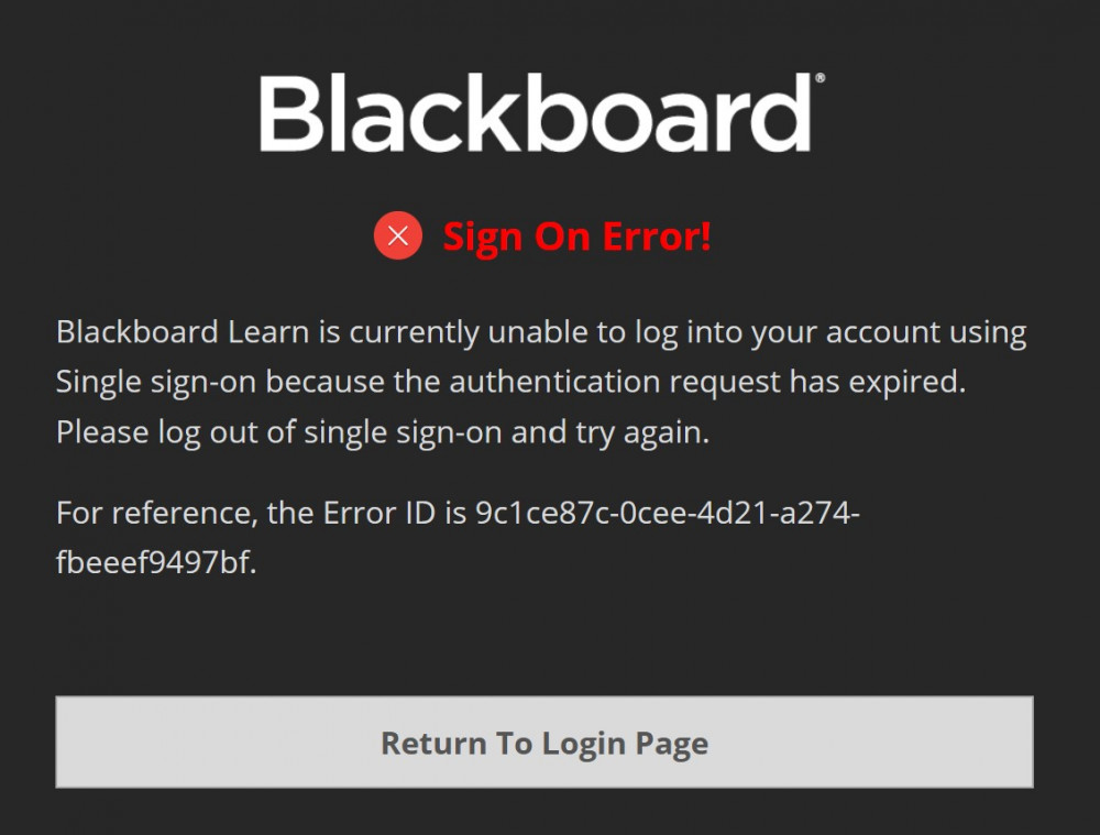 Image of Blackboard sign on error