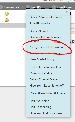 Assignment file download menu option
