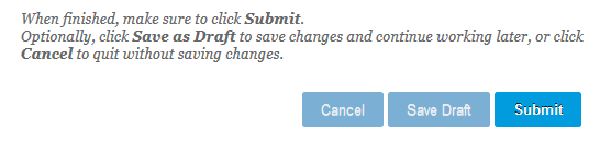 Cancel-Draft-Submit buttons