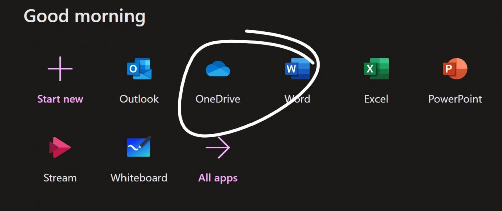 image of OneDrive selection