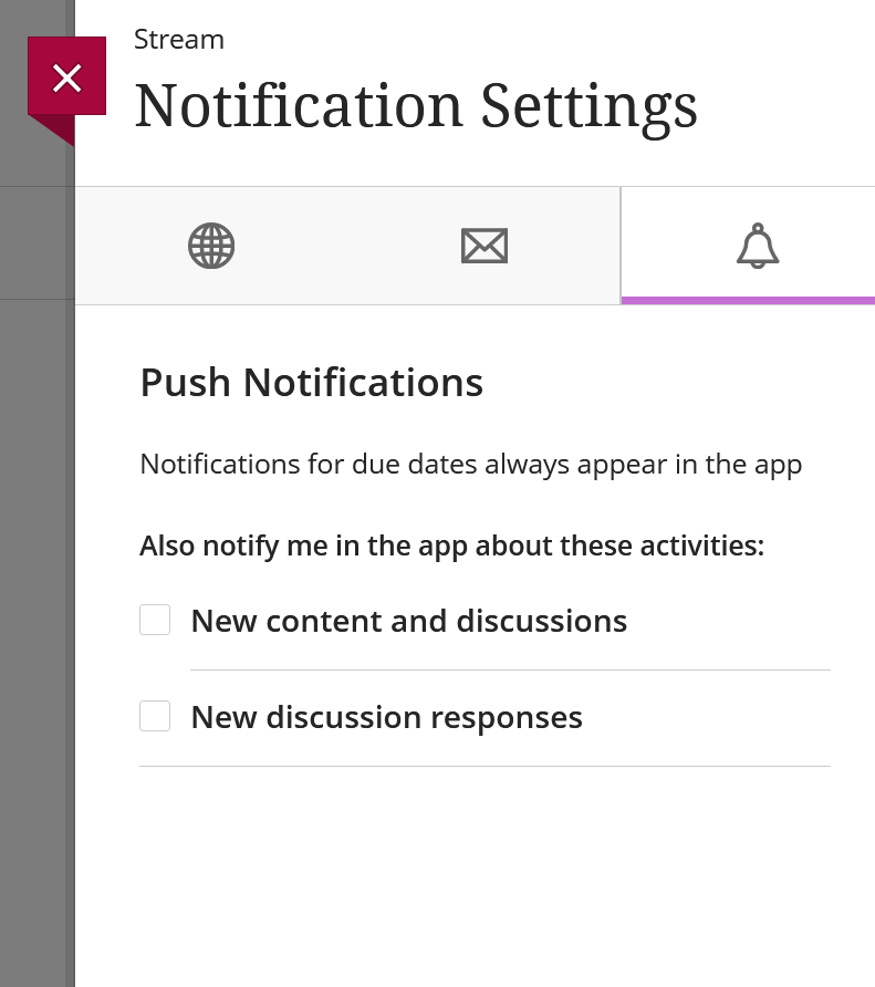 image of push notification options