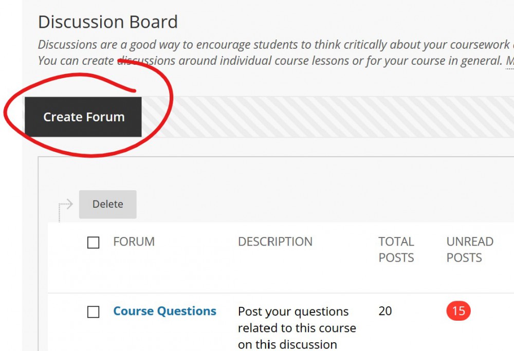 Image of Create Forum button