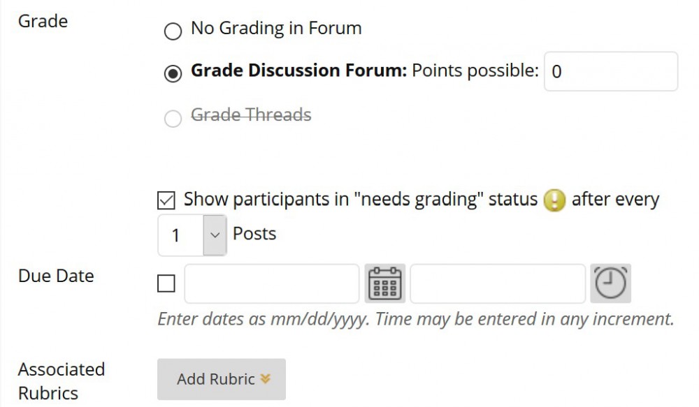 Image of forum grading options