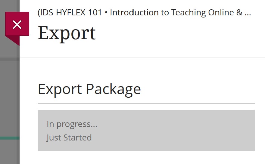 image of export in process