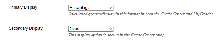 Grade display options