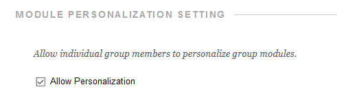 Allow group personalization option