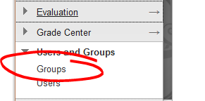 Users and groups menu
