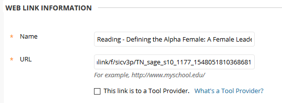 Image of web link info entered appropriately
