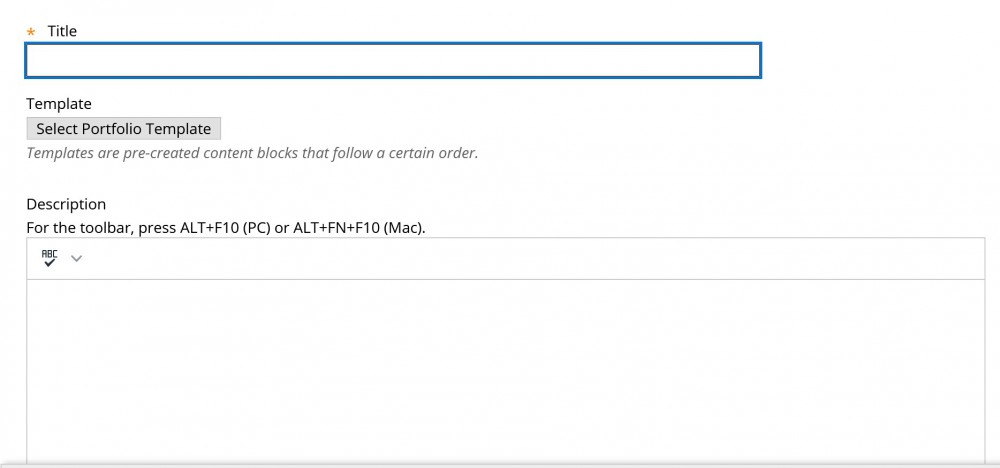 image of portfolio title and description fields