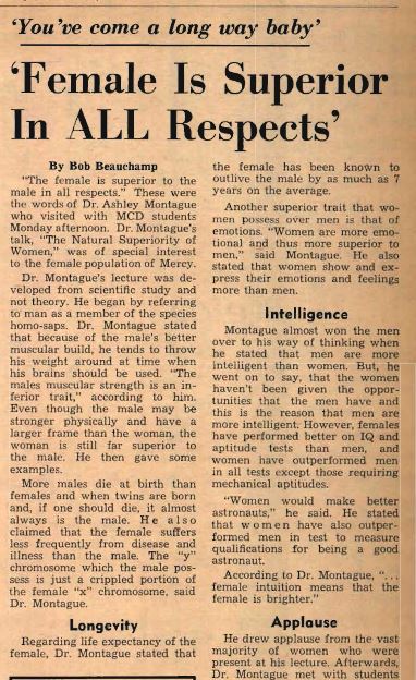 Mercy College of Detroit Outer Echoes 1969 Female is Superiorarticle
